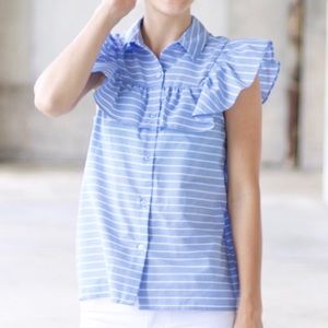 • Who What Wear • Striped Ruffle Tank Top S